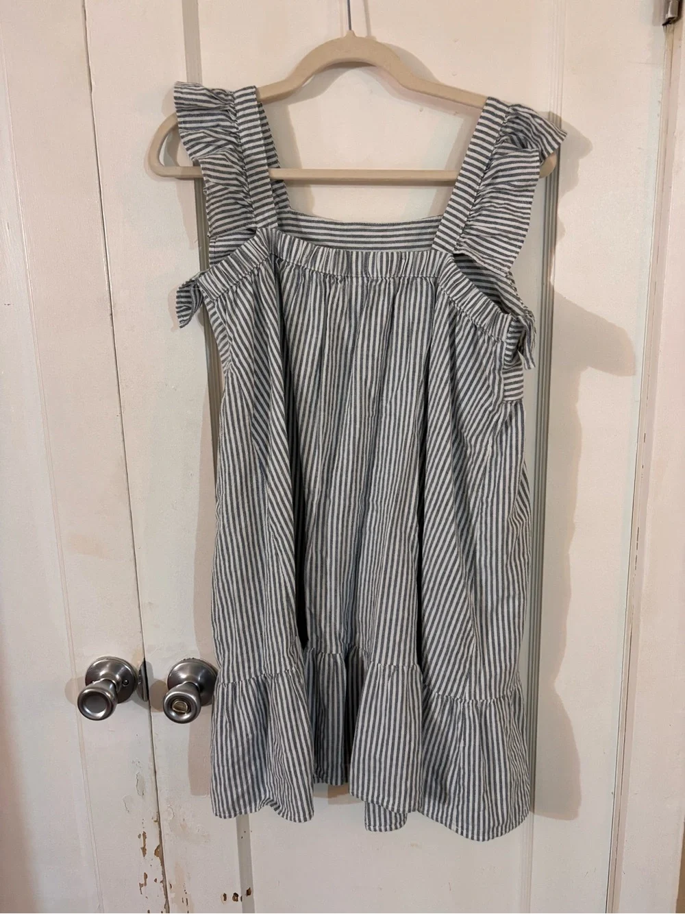 Cat & Jack Navy and White Striped Ruffle Strap Sundress